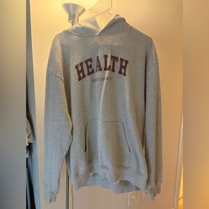 Sporty & Rich Gray Hoodie with Maroon Print
